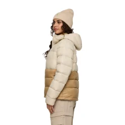Cotopaxi Fuego Max Down Hooded Dunjakke, dame (Cream and Khaki)